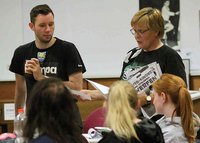 Tristan Staat (HC Empor) und Bärbel Kordt (Rostocker HC)